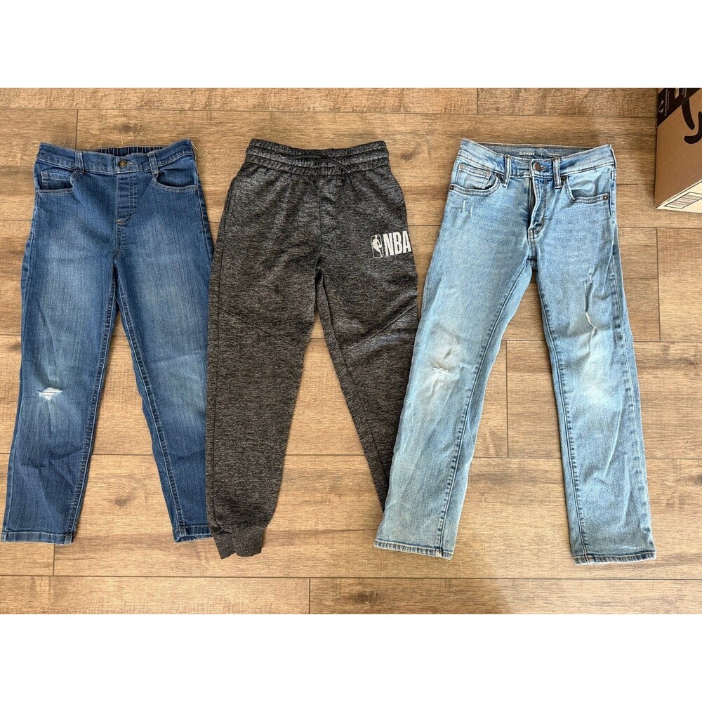 3 pair boys size 8 bottoms, jeans joggers